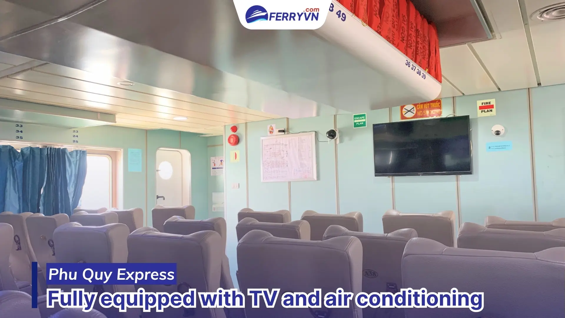 full tv and air conditioning on phu quy express ferry