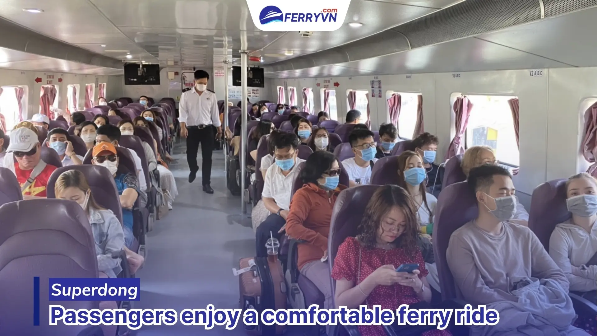 passengers enjoy comfortable ride on rach gia to nam du ferry