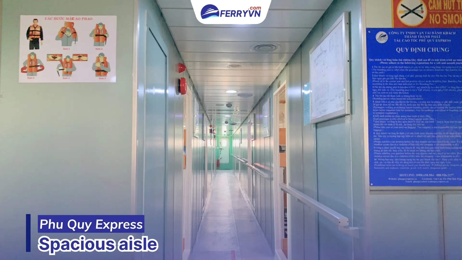 spacious aisles on phu quy express ferry